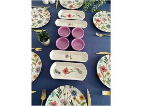 Resim Flora Model 6 Kişilik 14 Parça Kahvaltı Takımı (Mor) 