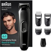 Resim Braun 6-in-1 Multi Grooming Kit Series 3 for Beard & Hair Styling, Ultra-Sharp Blade – MGK 3410 