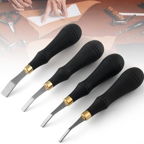 Resim Paslanmaz Çelik Deri Bileme Bıçağı, Deri Yüzey Pürüzsüzleştirme Aracı, Eğri Baş, Yüzey Güneş Patlaması Doku, 3/4/5/10mm, Deri İçin 