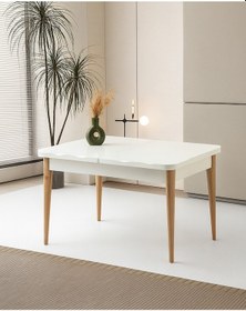 Resim Kelebek Ortadan Açılır Büyüyen Yemek Masası Beyaz 70x120cm Beyaz 