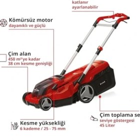 Resim Esranın Dünyası Einhell Professional Rasarro 36/38 Power X-Change Akülü Çim Biçme Makinesi (36V, 6 Kademeli Kesme Yüksekliği, Malçlama Fonksiyonu, Kömürsüz Motor, 2x 4,0 Ah) - 3413180 