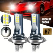Resim 2 Adet H7 LED Far Ampulleri 12SMD, 2835 Çip, Arabalar ve Motosikletler için 6000K Beyaz Sis Işığı - Yüksek Verim & Düşük Voltaj, Mini Boyut, Tak & Çalıştır 