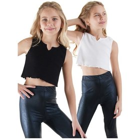 Resim Denokids Kız Çocuk Siyah Beyaz Crop Atlet 2'li Takım Renkli 