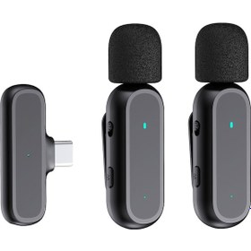 Resim Ximistore9 Siyah K61 İki Mikrofonlu Kablosuz Set - 20m Uzaklıkta Ses Kaydı, Gürültü Azaltma, Type-c Uyumlu Ve Şarj Kutusu İle 