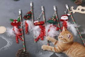 Resim Yılbaşı Temalı Zilli Kedi Oyun Oltası 