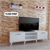 Resim Mobilya Sepeti (ms 80) Mdf Tv Ünitesi Dolabı, Sehpası ,raflı, Beyaz. 