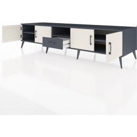 Resim Kronos Tv Ünitesi 3 Raflı Tek Çekmeceli 4 Kapaklı 220x59x51 Antrasit-aytaşı/antrasit Aytası/antrasıt - Antrasıt 