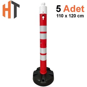 Resim Hayat Trafik Uyarı Dikmesi 11x120 cm - Dikdörtgen Tabanlı 5'li Set 