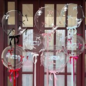 Resim 45 adet fiyonk bo-bo balon seti, 5 şeffaf bo-bo balonu + 40 fiyonk ve aksesuarlar, siyah / pembe / açık mavi / beyaz / ren goku pembesi / kırmızı / magenta fiyonklar düğün dekorasyonları, doğum günü süslemeleri, yıldönümü kutlamaları, teklif itirafı ve Anneler Günü Şükran Günü dekoratif balonlar için uygundur 