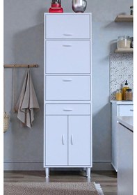 Resim Eliusta Ora 48 Cm Derinlikte Beyaz Mutfak/kiler Dolabı 60x194x48 Cm 1 Çekmece 5 Kapak Modüler Dolap Beyaz 