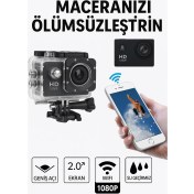 Resim Wifi Destekli Hd 1080P Kumandalı Aksiyon Kamerası - Su Geçirmez, Geniş Açı, 2.0'' Ekran 