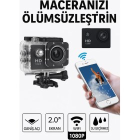 Resim Wifi Destekli Hd 1080P Kumandalı Aksiyon Kamerası - Su Geçirmez, Geniş Açı, 2.0'' Ekran 