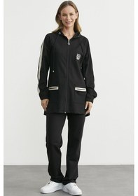 Resim Sementa Kapüşonlu Renk Kombinli Tunik Eşofman Takım - Siyah Siyah 