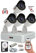 Resim Cepten İzlemeli Sony 5mp Lensli̇ 4 Kameralı FullHD Gece Görüşlü Güvenlik Kamerası Sistemi A2044 DS-2015HD-SET4-250-2044 IDS