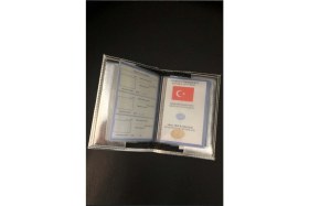 Resim Swarovski Gümüş Taşlı Parlak Ruhsat Kılıfı 