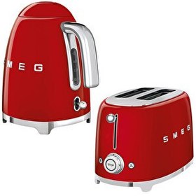 Resim Smeg KLF03RDEU Kırmızı Kettle ve 1x2 TSF01RDEU Ekmek Kızartma Makinesi Seti 