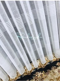 Resim Tül Perde Almera Desen W011464,801 Keten Zemin Kırışmaz Ekru 