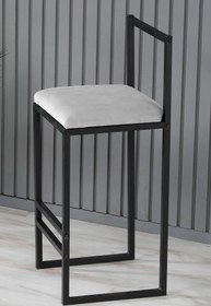 Resim Armadeko Nordic Bar Sandalyesi Bar Taburesi Siyah Metal Mutfak Sandalyesi Otel Cafe Sandalyesi Krem 