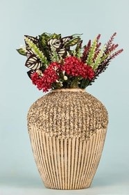 Resim Zamora Handmade Dekoratif Seramik Vazo - El Yapımı Tek Parça Tasarım, Uzun Ömürlü Seramik Malzeme, Yerli Üretim Modern Ev Dekorasyonu Aksesuarı 