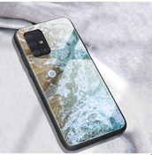 Resim Samsung Galaxy Uyumlu A51 İçin Mermer Dokulu Temperli Cam Arka + Tpu Combo Shell 