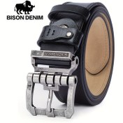 Resim BISON DENIM Lüks Tasarımcı İnek Derisi Erkek Kemerleri - Vintage Yüksek Kalite Pin Tokalı Jeans ve Günlük Şık Bel Kayışı (Sevgililer Günü İçin), Kot Pantolon Kemeri,Erkekler için Tasarımcı Çantalar 