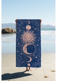 Resim Dijital Baskı Plaj Deniz Havlusu Ay Ve Yıldız Desenli Peştamal Hvl0149 Renkli 