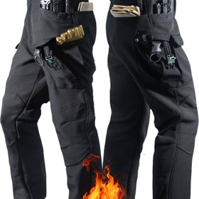 Resim X7 Erkek Taktik Fleece Pantolon - Rüzgar Geçirmez, Dayanıklı, Çoklu Cepli Dış Mekan Yürüyüş ve Eğitim Pantolonu Kış ve İlkbahar için, Bej, Normal Kalıp, Esnemez Kumaş 