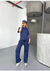 Resim Buğrahayalin Osy Modal Yumuşak Dokulu Kumaş Kısa Kollu Bluz Rahat Pantalon Ikili Takım- Lacivert 