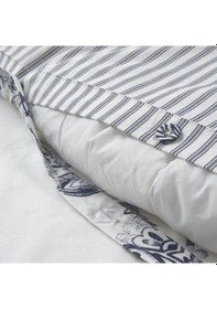 Resim Tek Kişilik Nevresim Takımı 150x200/50x60 cm MeridyenDukkan Beyaz-Mavi Çiçek Desen-Çarşafsız 