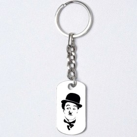 Resim Bayzade Charlie Chaplin Temalı, Asker Künyesi Anahtarlık 