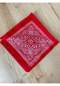 Resim Pamuklu Klasik Desen Unisex 2li Bandana Seti Renkli Bandana Etnik Desenli A Kalite Bandana Kırmızı 