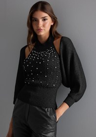 Resim Triko Crop Siyah Hırka 