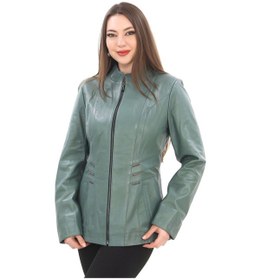 Resim Kadın Su Yeşili Hakiki Deri Ceket Su Yeşili 