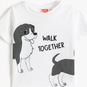 Resim Erkek Bebek Kısa Kollu Bisiklet Yaka Tişört Köpek Baskılı 