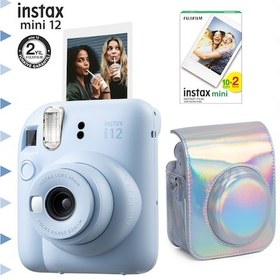 Resim Fujifilm Instax Mini 12 Fotoğraf Makinesi + 20'li Film + Parlak Kılıf Mavi 