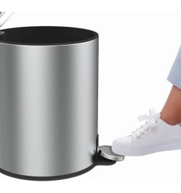 Resim Primanova Cigo Paslanmaz Çelik Pedallı Banyo Çöp Kovası - Gri - 6 lt 