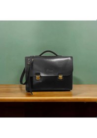 Resim Twingold İsme Özel Evrak Çantası - Messenger Bag - %100 Deri - Ac09001 - Siyah Siyah 