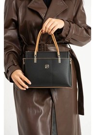 Resim Just Polo Kadın Siyah Camel Gofraj Kabartma Desenli Mıknatıslı Çıtçıt Kapama El Çantası Mh4031mh Siyah - Camel 