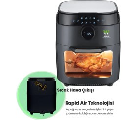 Resim Wiami Air Fryer 12 Litre Siyah Oven Akıllı Fritöz 