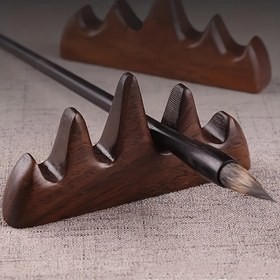 Resim Şık Kaligrafi Fırça Kalem Tutucu - Sanatçılar ve Öğrenciler için Premium Siyah Catalpa & Kırmızı Sandal Ağacı Masa Düzenleyici 