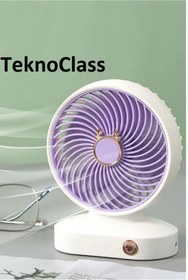 Resim TeknoClass Masa Üstü Fan Soğutucu Mini Vantilatör Güçlü Serinletici Taşınabilir Şarjlı Güçlü Sessiz 2 Kademeli 