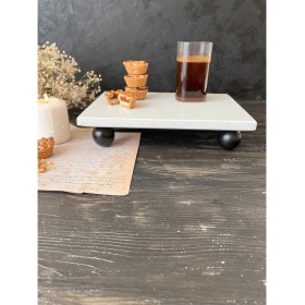 Resim Tekno Trust Beyaz Doğal Mermer Pasta Kek Standı, Mermer Sunum Tabağı, Mermer Peynir Tabağı, Kurabiye Sunumluğu 