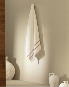 Resim Madame Coco Clarna %100 Pamuk Banyo Havlusu - Beyaz/kiremit 8684427204467 Çok Renkli 