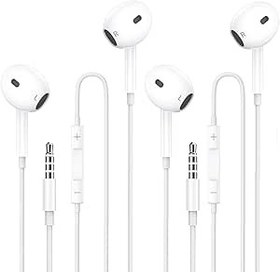 Resim 2 paket kulaklık, kablolu kulaklık, 3,5 mm jaklı, kulak içi stereo kulaklık, mikrofon ve ses ayarı ile, iPhone iPad Pro MP3 HuaWei Android Samsung akıllı telefon dizüstü bilgisayar için, 3,5 mm ses 