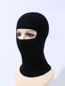 Resim Kışlık Kar Maske Dokuma Triko Bere - Siyah 