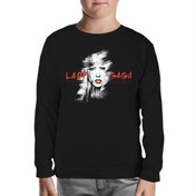 Resim Lady Gaga - Face Siyah Çocuk Sweatshirt 