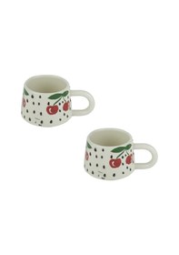 Resim Kupa Bardak Seramik Vişne Desenli 2'li Set 200 Ml 