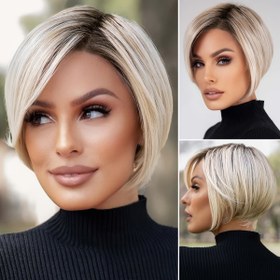 Resim Kadınlar için günlük kullanım için ısıya dayanıklı lif sentetik peruklar, 30.48 cm, unisex-adult, gül ağızlı kapağı, %100 yoğunluk, yüksek sıcaklık lifi 