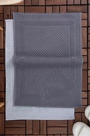 Resim Leoline%100 Pamuk Premium 2'li Ayak Havlusu - Gri - Antrasit 