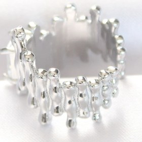 Resim Tua Moda Silver Renk Tırtıklı Kalın Baget Taş Tasarım Ayarlanabilir Yüzük Çok Renkli 